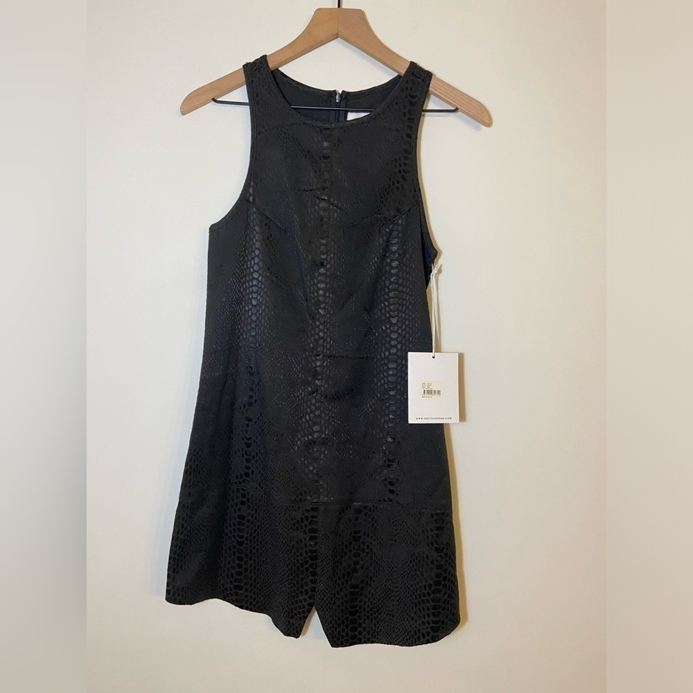 One by One Teaspoon Black Monochromatic Snakeskin Animal Print Shift Dress S NWT
